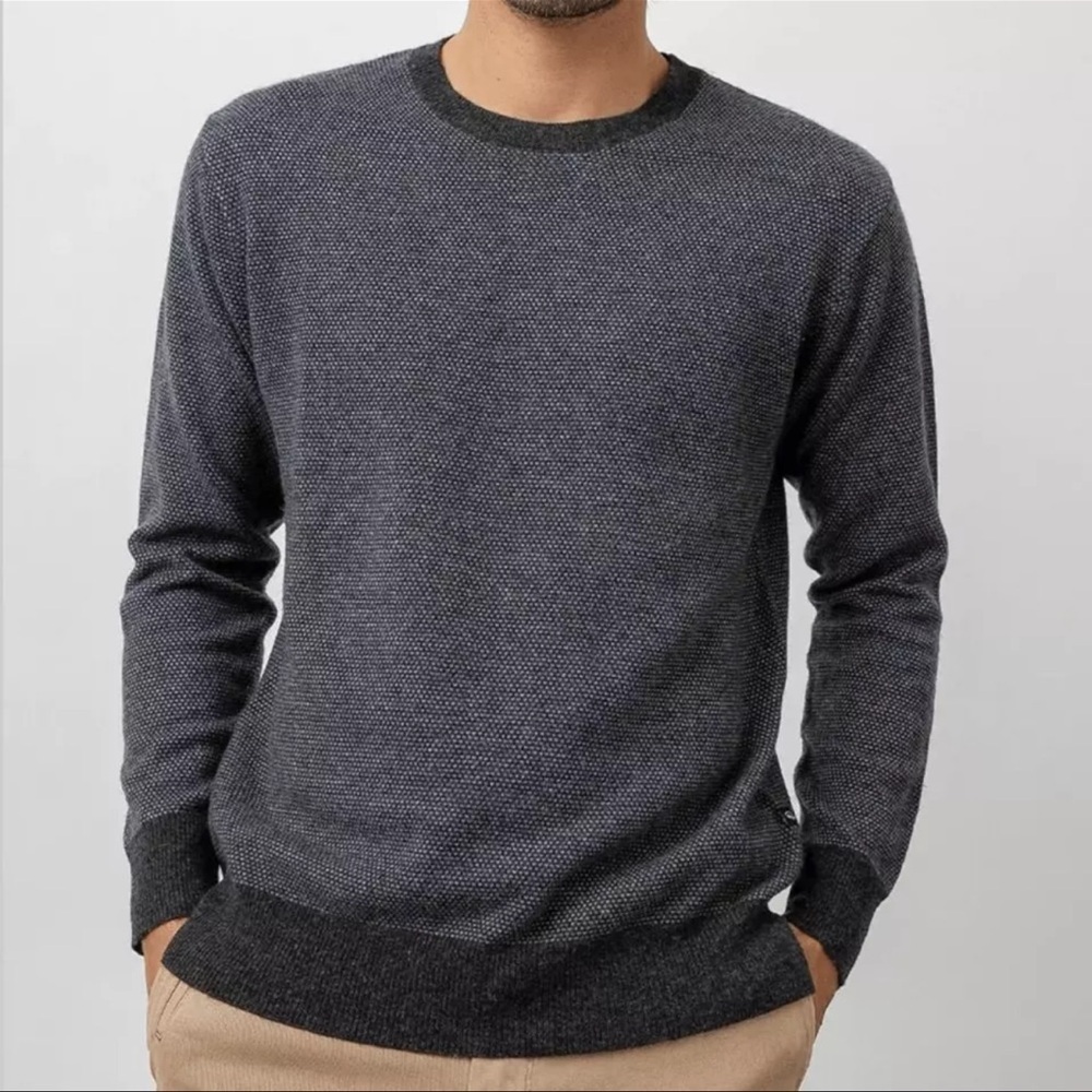 Rails Mens Rune Birdseye Wool Blend Crew Sweater Blue Knit Pullover SZ. XL